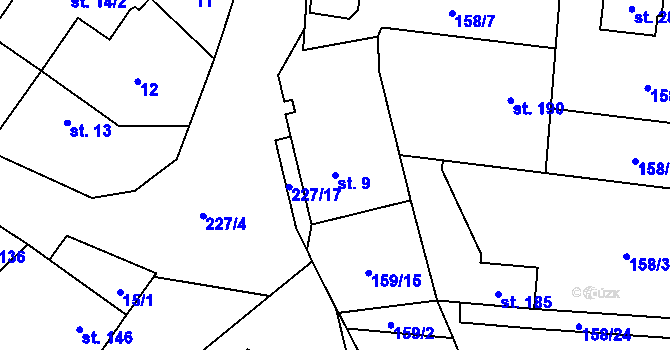 Parcela st. 9 v KÚ Trněný Újezd u Zákolan, Katastrální mapa