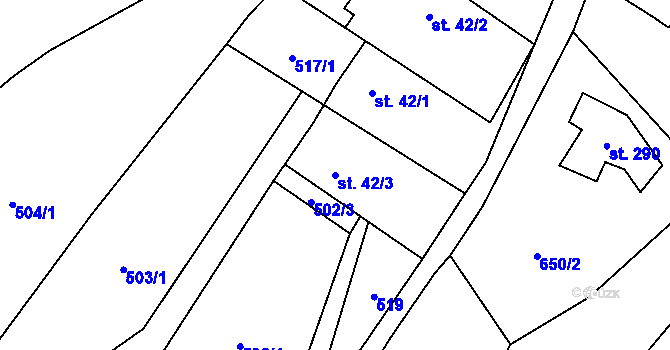 Parcela st. 42/3 v KÚ Trněný Újezd u Zákolan, Katastrální mapa