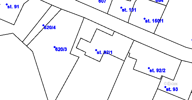 Parcela st. 92/1 v KÚ Trněný Újezd u Zákolan, Katastrální mapa