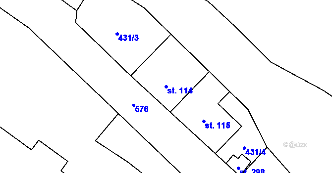 Parcela st. 114 v KÚ Trněný Újezd u Zákolan, Katastrální mapa