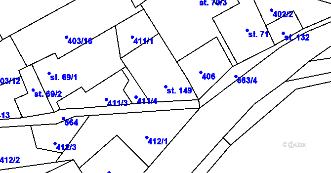 Parcela st. 149 v KÚ Trněný Újezd u Zákolan, Katastrální mapa
