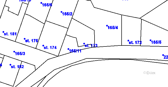 Parcela st. 173 v KÚ Trněný Újezd u Zákolan, Katastrální mapa