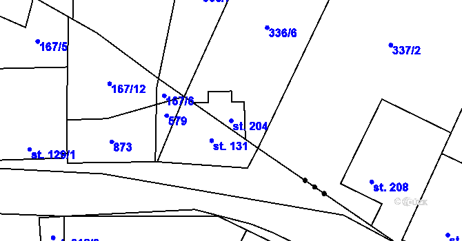 Parcela st. 204 v KÚ Trněný Újezd u Zákolan, Katastrální mapa