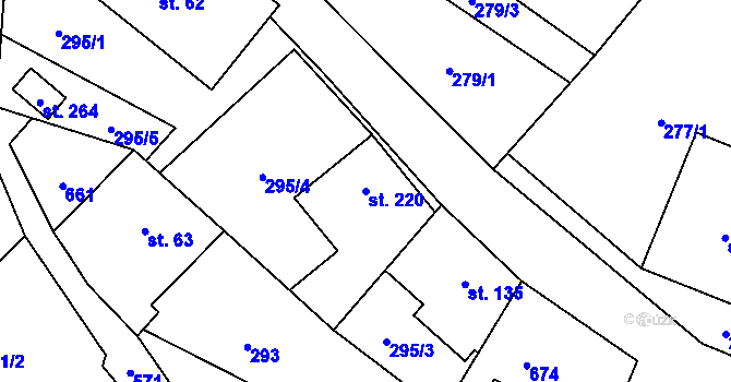 Parcela st. 220 v KÚ Trněný Újezd u Zákolan, Katastrální mapa
