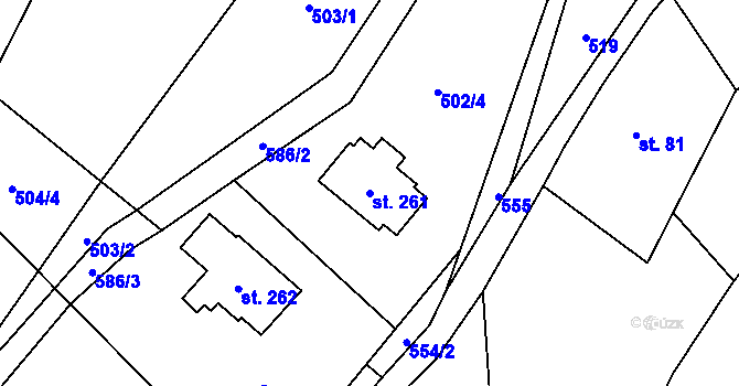 Parcela st. 261 v KÚ Trněný Újezd u Zákolan, Katastrální mapa