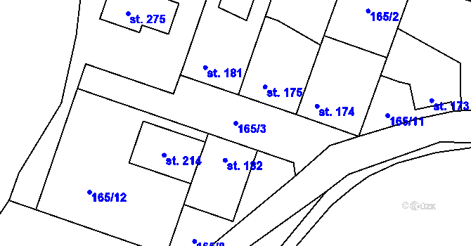 Parcela st. 165/3 v KÚ Trněný Újezd u Zákolan, Katastrální mapa