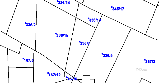 Parcela st. 336/7 v KÚ Trněný Újezd u Zákolan, Katastrální mapa