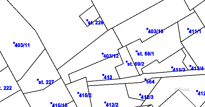 Parcela st. 403/12 v KÚ Trněný Újezd u Zákolan, Katastrální mapa