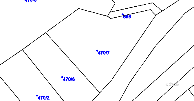 Parcela st. 470/7 v KÚ Trněný Újezd u Zákolan, Katastrální mapa