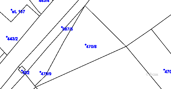Parcela st. 470/8 v KÚ Trněný Újezd u Zákolan, Katastrální mapa