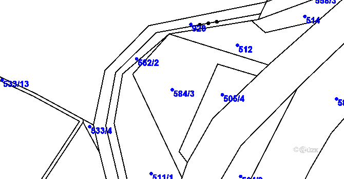 Parcela st. 584/3 v KÚ Trněný Újezd u Zákolan, Katastrální mapa