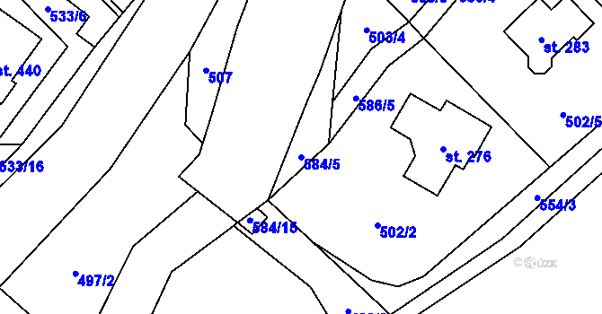 Parcela st. 584/5 v KÚ Trněný Újezd u Zákolan, Katastrální mapa