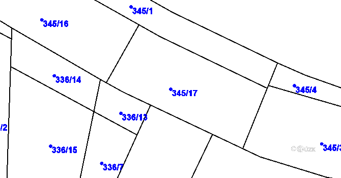 Parcela st. 345/17 v KÚ Trněný Újezd u Zákolan, Katastrální mapa