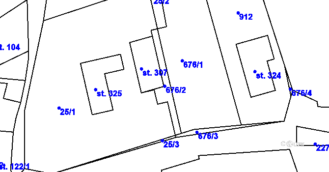 Parcela st. 676/2 v KÚ Trněný Újezd u Zákolan, Katastrální mapa