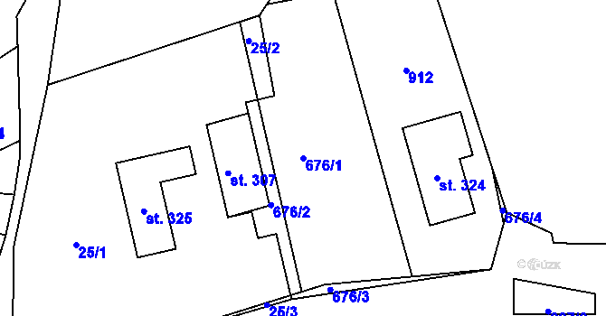 Parcela st. 676/1 v KÚ Trněný Újezd u Zákolan, Katastrální mapa