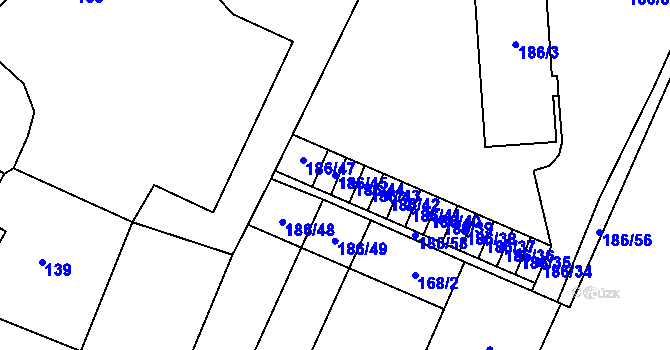Parcela st. 186/45 v KÚ Zakřany, Katastrální mapa