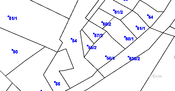 Parcela st. 56/2 v KÚ Zakřany, Katastrální mapa