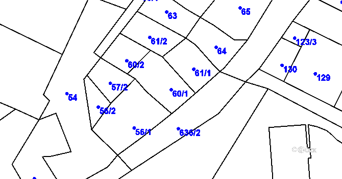 Parcela st. 60/1 v KÚ Zakřany, Katastrální mapa