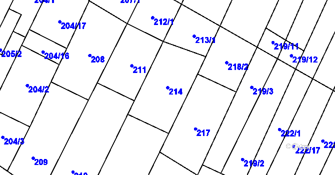 Parcela st. 214 v KÚ Zakřany, Katastrální mapa