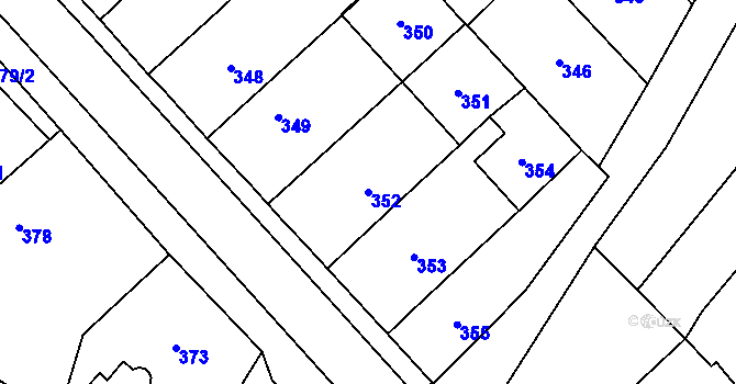 Parcela st. 352 v KÚ Zakřany, Katastrální mapa