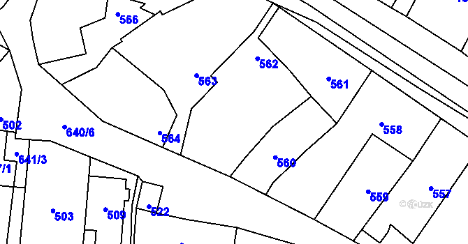 Parcela st. 562 v KÚ Zakřany, Katastrální mapa