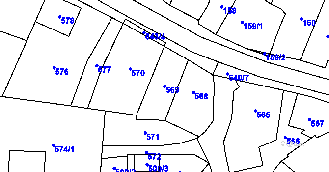 Parcela st. 569 v KÚ Zakřany, Katastrální mapa