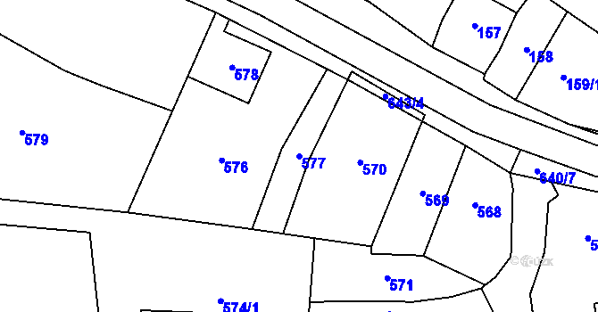Parcela st. 577 v KÚ Zakřany, Katastrální mapa