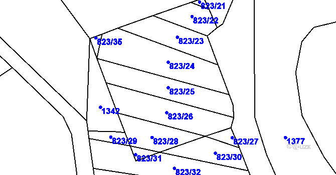 Parcela st. 823/25 v KÚ Zakřany, Katastrální mapa