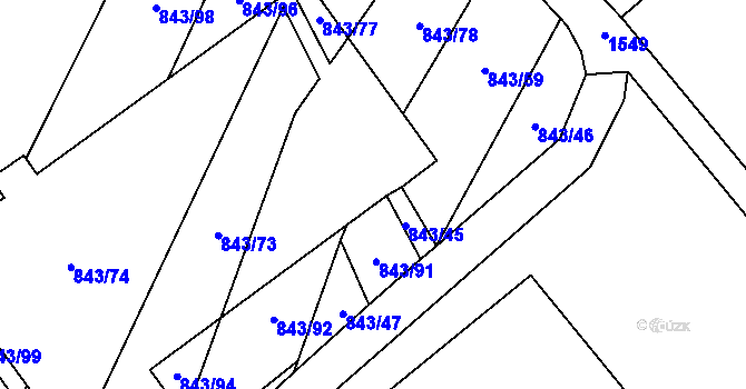 Parcela st. 843/6 v KÚ Zakřany, Katastrální mapa