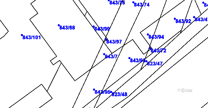 Parcela st. 843/7 v KÚ Zakřany, Katastrální mapa
