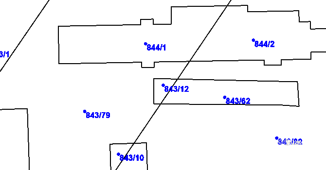 Parcela st. 843/12 v KÚ Zakřany, Katastrální mapa