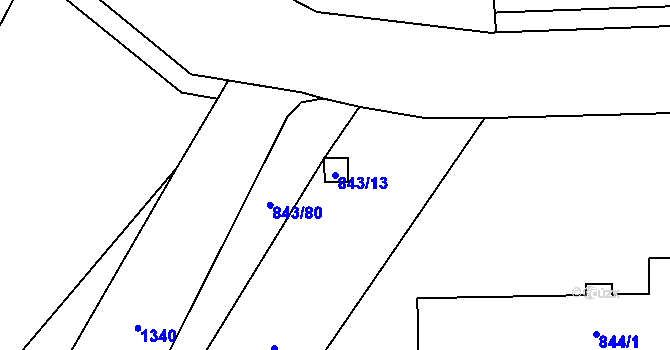 Parcela st. 843/13 v KÚ Zakřany, Katastrální mapa