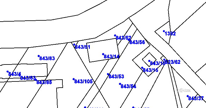 Parcela st. 843/14 v KÚ Zakřany, Katastrální mapa
