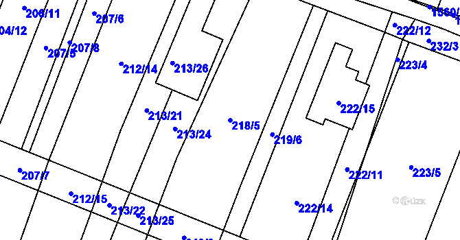 Parcela st. 218/5 v KÚ Zakřany, Katastrální mapa