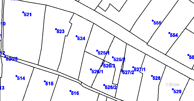Parcela st. 525/1 v KÚ Zakřany, Katastrální mapa