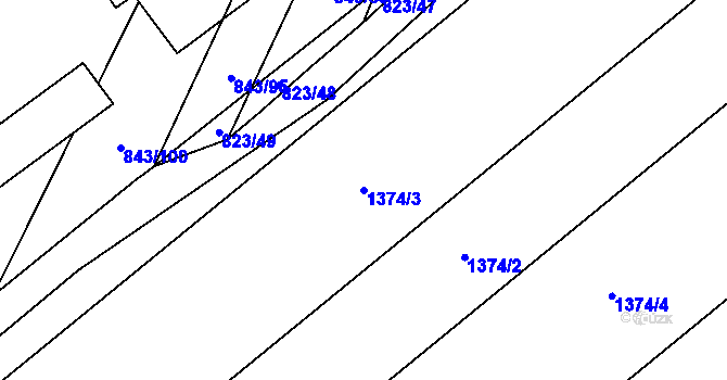 Parcela st. 1374/3 v KÚ Zakřany, Katastrální mapa