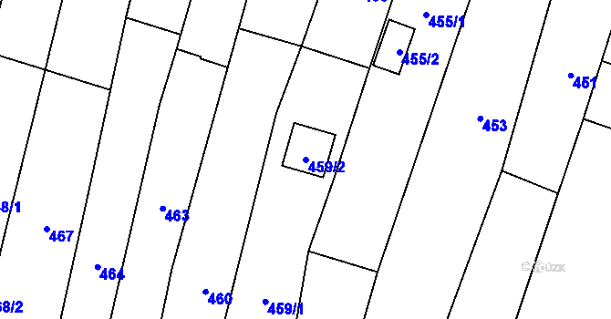 Parcela st. 459/2 v KÚ Zakřany, Katastrální mapa