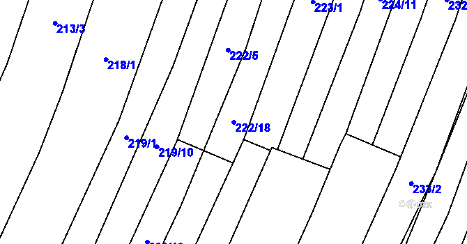 Parcela st. 222/18 v KÚ Zakřany, Katastrální mapa