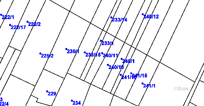 Parcela st. 240/11 v KÚ Zakřany, Katastrální mapa