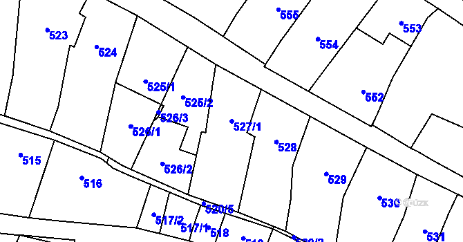 Parcela st. 527/1 v KÚ Zakřany, Katastrální mapa