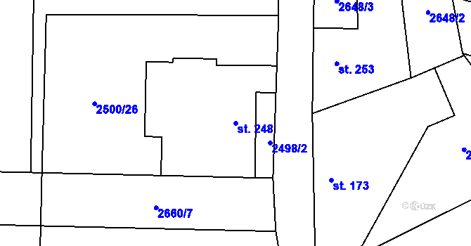 Parcela st. 248 v KÚ Zákřov, Katastrální mapa