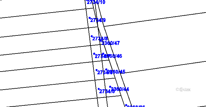 Parcela st. 2360/46 v KÚ Zákřov, Katastrální mapa