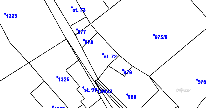 Parcela st. 72 v KÚ Zakšín, Katastrální mapa