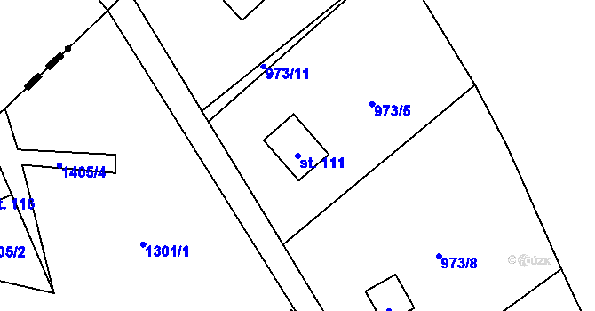 Parcela st. 111 v KÚ Zakšín, Katastrální mapa