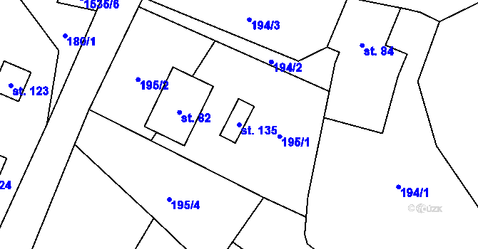 Parcela st. 135 v KÚ Božíkov, Katastrální mapa