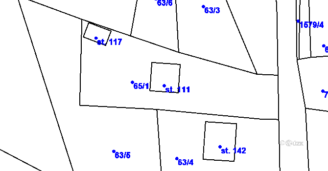 Parcela st. 111 v KÚ Božíkov, Katastrální mapa
