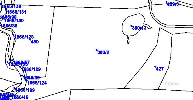 Parcela st. 380/2 v KÚ Božíkov, Katastrální mapa