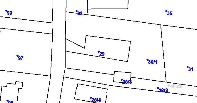 Parcela st. 29 v KÚ Lasvice, Katastrální mapa