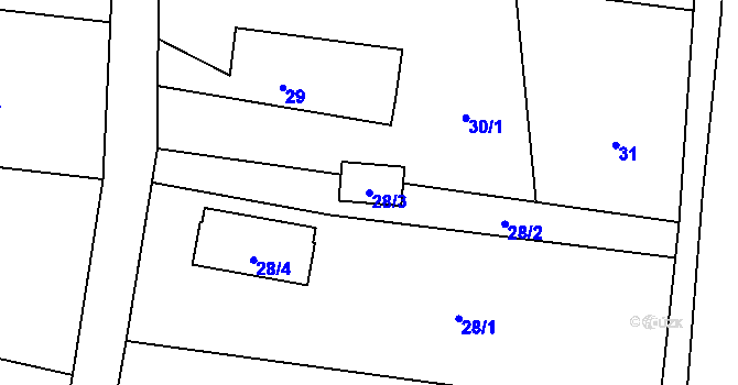 Parcela st. 28/3 v KÚ Lasvice, Katastrální mapa