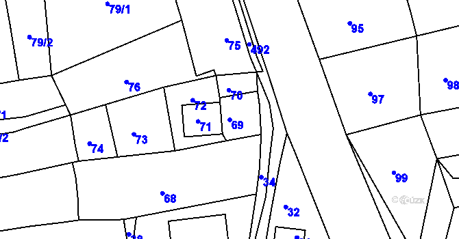 Parcela st. 69 v KÚ Zákupy, Katastrální mapa